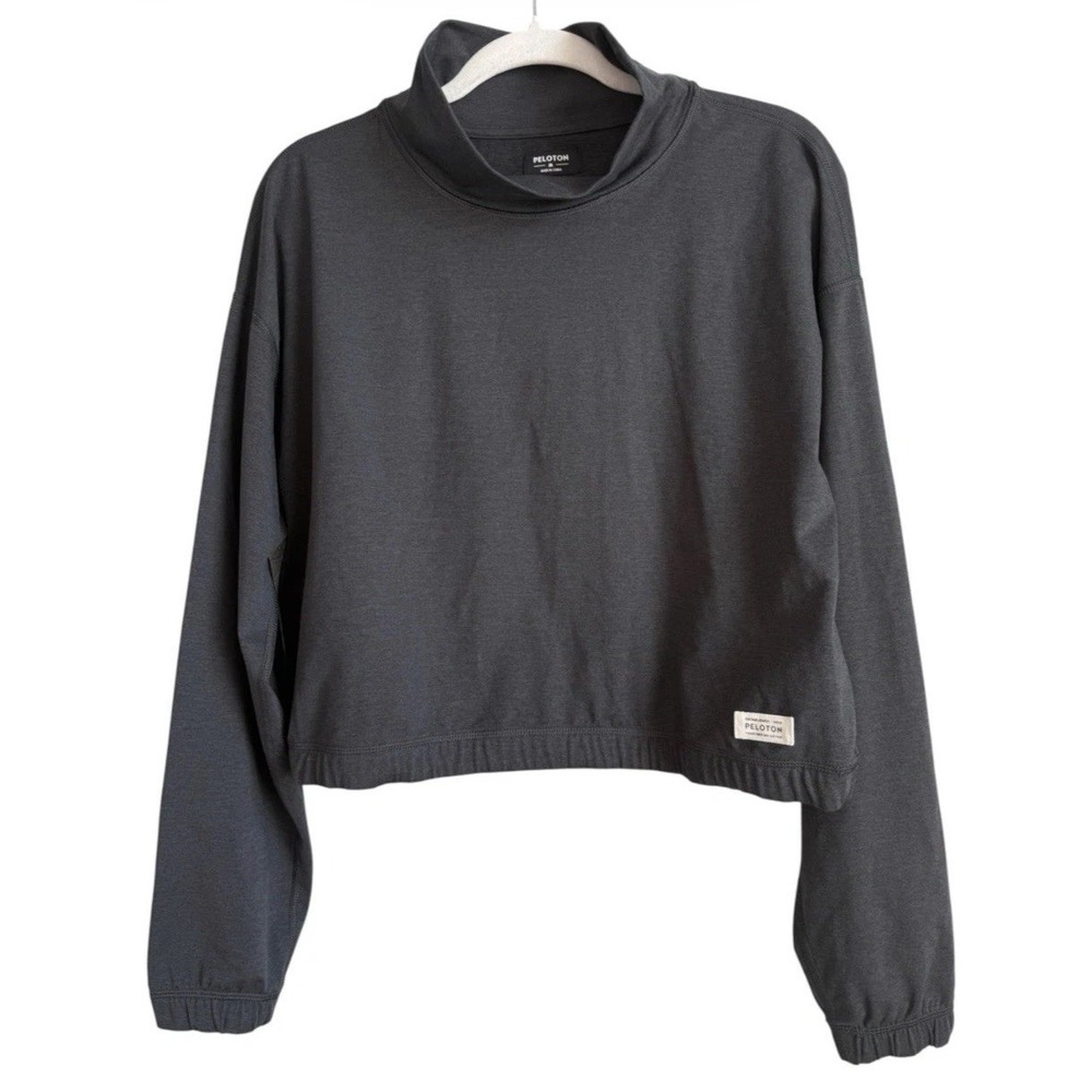 Peloton Dreamblend Mock Neck Crop Sweatshirt Gray M Athleisure Gorpcore Cozy